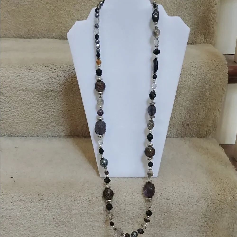 Cookie Lee 34" adjustable long beaded necklace